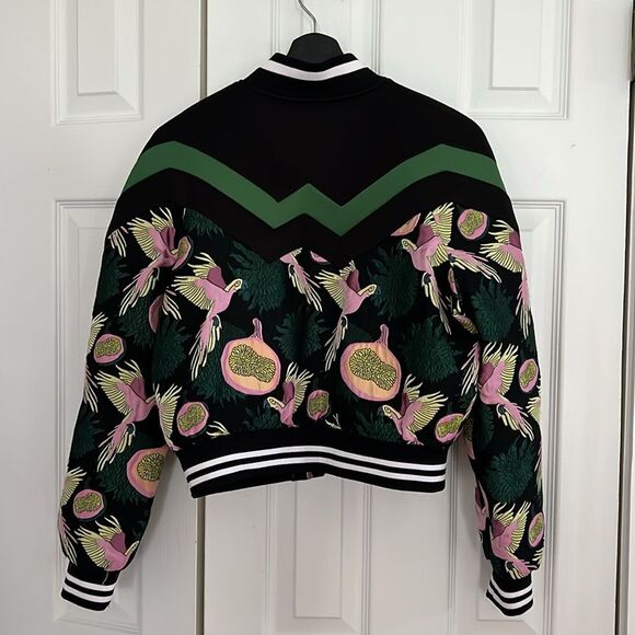 Bebe Black and Green Patterned Bomber Jacket - Picture 8 of 16